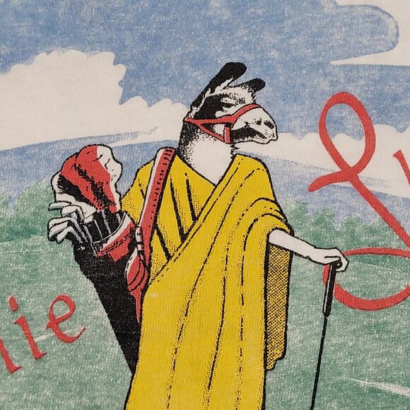 Vintage 90s Funny Dollie Llama Shirt XL/2XL 24x27 White Bar-&-Grill - Picture 10 of 15